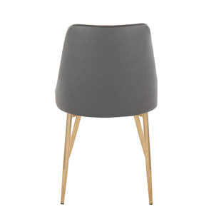 English Elm Marche Set Of 2 Contemporary Accent/Dining Chairs In Grey Faux Leather & Gold Metal – Stylish Comfort B202S01258