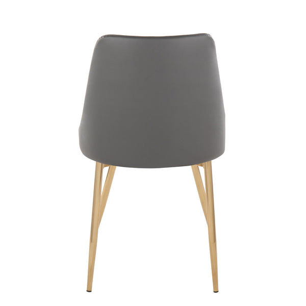 English Elm Marche Set Of 2 Contemporary Accent/Dining Chairs In Grey Faux Leather & Gold Metal – Stylish Comfort B202S01258