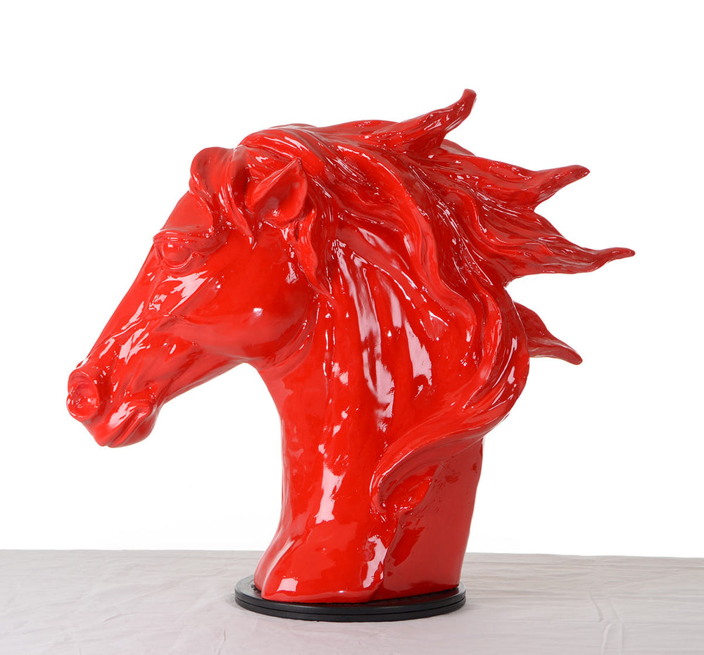 Homeroots 11" Red Polyresin Horse Head Sculpture  Polyresin 284043