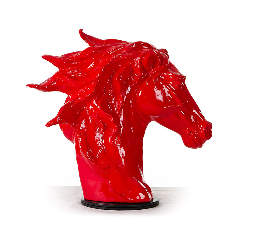 Homeroots 11" Red Polyresin Horse Head Sculpture  Polyresin 284043