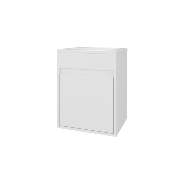 English Elm FM Wall-Mounted Belle Bathroom Vanity with Built-In Sink, Floating Design, Soft-Close Door, Sleek Storage Solution White 24 L x 21 W x 11 H B128P335849