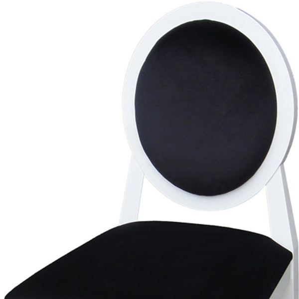 Homeroots Set Of Two Black And White Upholstered Fabric Dining Side Chairs  Wood 284087