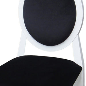 Homeroots Set Of Two Black And White Upholstered Fabric Dining Side Chairs  Wood 284087