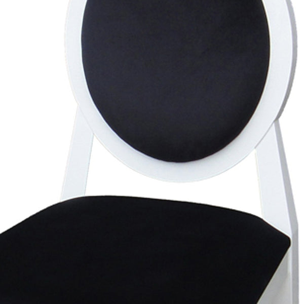 Homeroots Set Of Two Black And White Upholstered Fabric Dining Side Chairs  Wood 284087