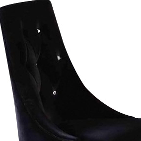 Homeroots Set Of Two Black Upholstered Velvet Dining Parsons Chairs  Wood 284089