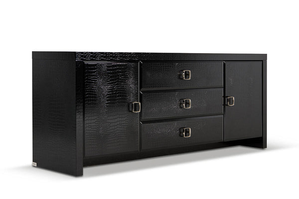 Homeroots 28" Black Crocodile Mdf Dresser  Manufactured Wood 284094