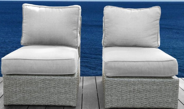 English Elm Fully Outdoor Ottoman with 5” Ultra-Soft Cushion, Wicker Commercial-Grade, No Assembly Needed Grey Mix B120P205428