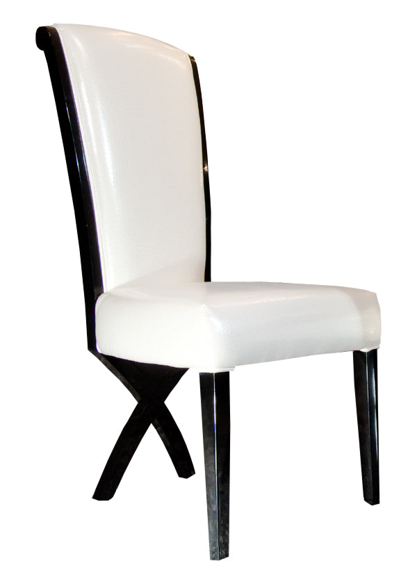 Homeroots Set Of Two White And Black Upholstered Faux Leather Dining Side Chairs  Wood 284102