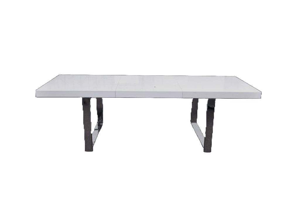 Homeroots 30" White Mdf Extendable Dining Table With Stainless Steel Legs  Mdf 284109