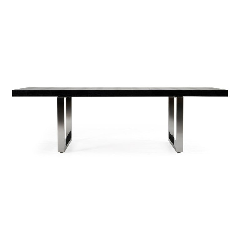 HomeRoots 71 Inch Extendable Dining Table with Sled Base Stainless Steel and Wood Modern 284111