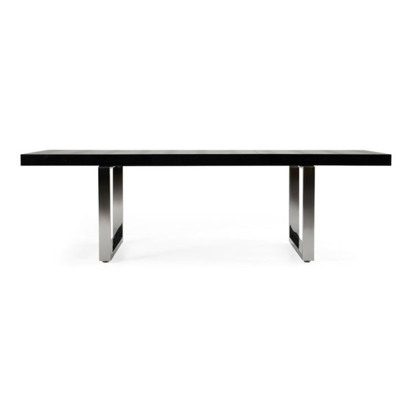 HomeRoots 71 Inch Extendable Dining Table with Sled Base Stainless Steel and Wood Modern 284111