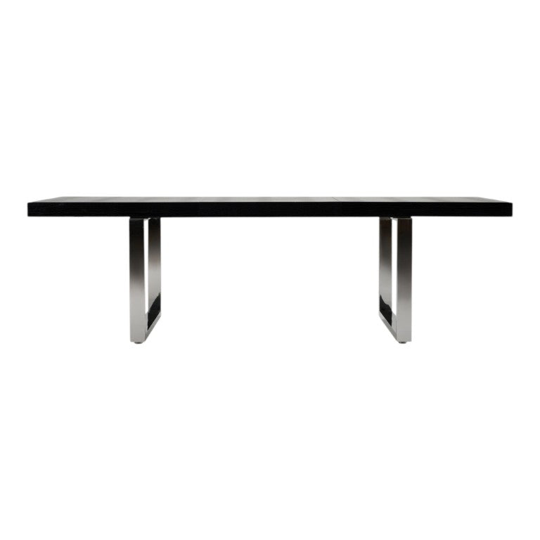 HomeRoots 71 Inch Extendable Dining Table with Sled Base Stainless Steel and Wood Modern 284111