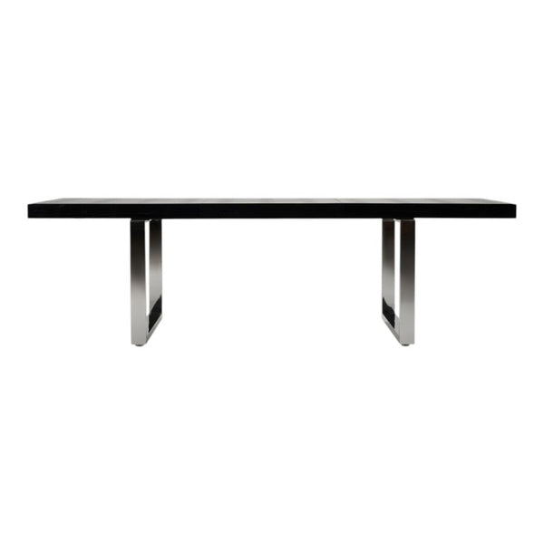 71 Inch Extendable Dining Table with Sled Base Stainless Steel and Wood Modern