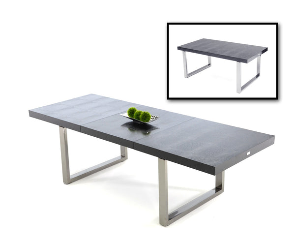 Homeroots 30" Black Crocodile Lacquer Mdf Dining Table With Stainless Steel Legs  Mdf 284111
