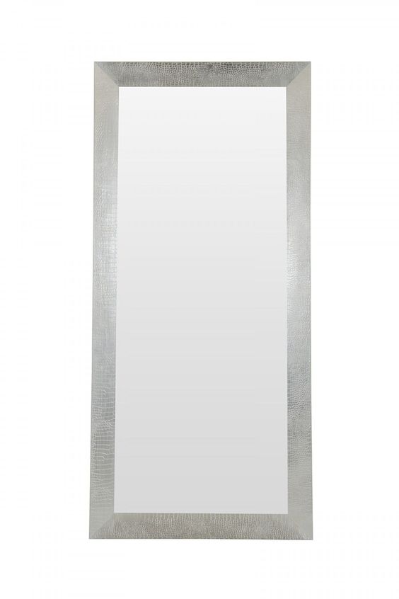 Homeroots 83" Silver Crocodile Glass Floor Mirror  Glass 284121