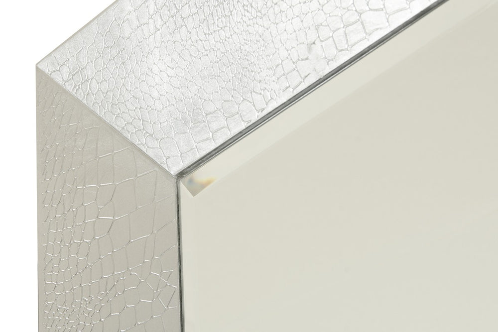 Homeroots 83" Silver Crocodile Glass Floor Mirror  Glass 284121