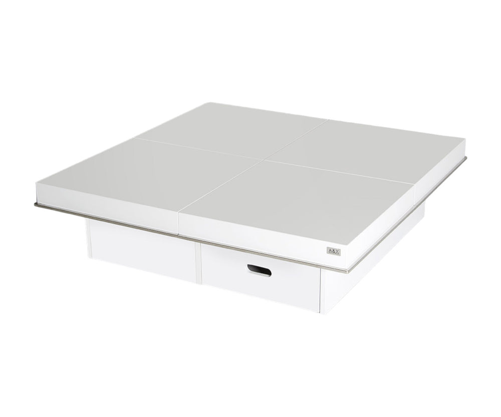 Homeroots 12" White Gloss Coffee Table With Pull Out Squares White  284128