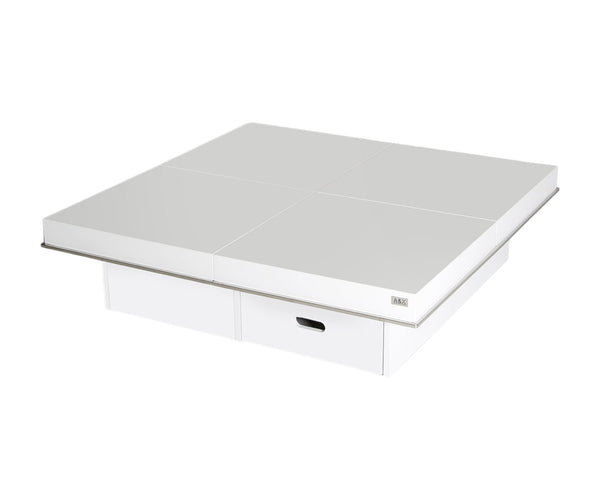 Homeroots 12" White Gloss Coffee Table With Pull Out Squares White  284128
