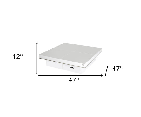Homeroots 12" White Gloss Coffee Table With Pull Out Squares White  284128