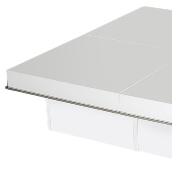 Homeroots 12" White Gloss Coffee Table With Pull Out Squares White  284128