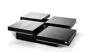 Homeroots 47" Black Faux Croc Lacquered Square Coffee Table Crocodile Black  284130