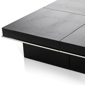 Homeroots 47" Black Faux Croc Lacquered Square Coffee Table Crocodile Black  284130