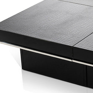 Homeroots 47" Black Faux Croc Lacquered Square Coffee Table Crocodile Black  284130