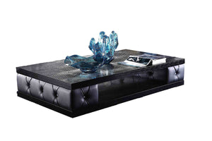 Homeroots 15" Black Leatherette Coffee Table With Crystals   284131