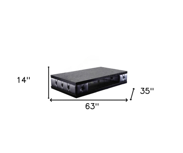 Homeroots 15" Black Leatherette Coffee Table With Crystals   284131