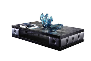 Homeroots 15" Black Leatherette Coffee Table With Crystals   284131