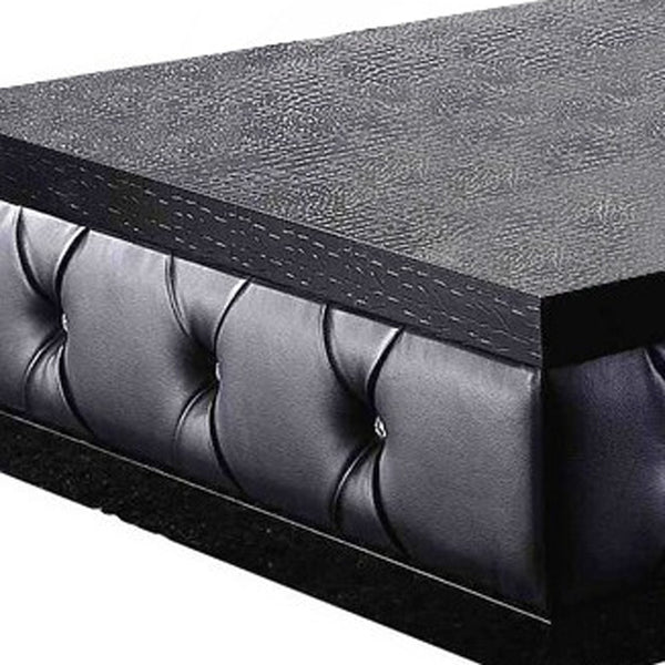 Homeroots 15" Black Leatherette Coffee Table With Crystals   284131