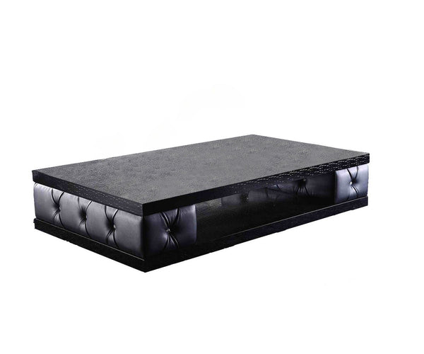 Homeroots 15" Black Leatherette Coffee Table With Crystals   284131