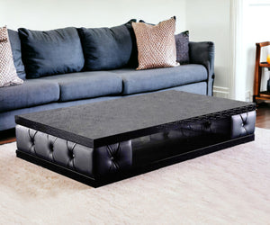 Homeroots 15" Black Leatherette Coffee Table With Crystals   284131