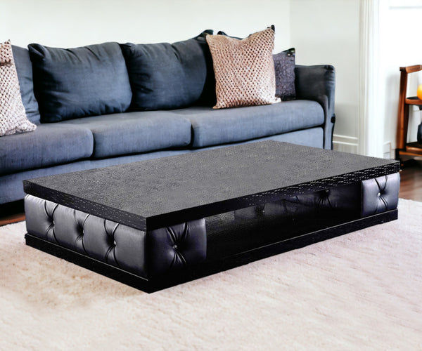 Homeroots 15" Black Leatherette Coffee Table With Crystals   284131