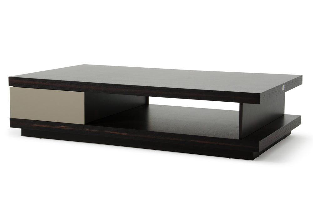 Homeroots 15" Oak And Grey Gloss Veneer Coffee Table   284133