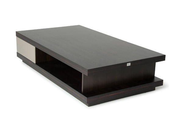 Homeroots 15" Oak And Grey Gloss Veneer Coffee Table   284133