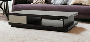 Homeroots 15" Oak And Grey Gloss Veneer Coffee Table   284133