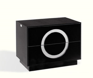 Homeroots 24" Croc Black Lacquer Faux Crocodile 2 Drawer Nightstand   284145