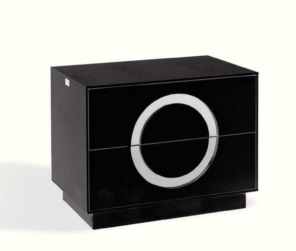 Homeroots 24" Croc Black Lacquer Faux Crocodile 2 Drawer Nightstand   284145