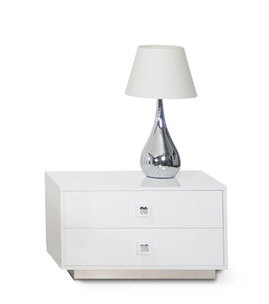 Homeroots 19" White Gloss Mdf Nightstand White  284146
