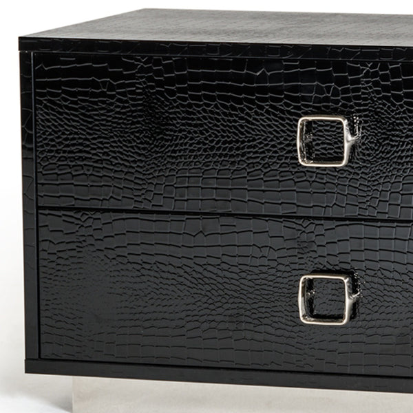 Homeroots 19" Black Solid Wood Nightstand Black  284147