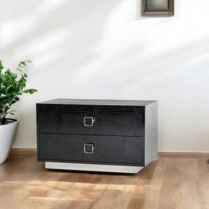 Homeroots 19" Black Solid Wood Nightstand Black  284147