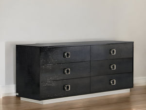 Homeroots 63" Black Six Drawer Double Dresser  Manufactured Wood 284153