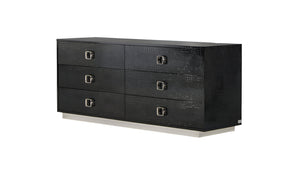 Homeroots 63" Black Six Drawer Double Dresser  Manufactured Wood 284153