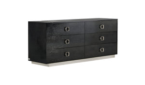 Homeroots 63" Black Six Drawer Double Dresser  Manufactured Wood 284153