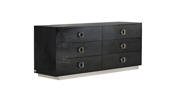 Homeroots 63" Black Six Drawer Double Dresser  Manufactured Wood 284153