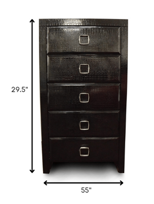 Homeroots 24" Black Mdf Five Drawer Standard Chest  Manufactured Wood 284155