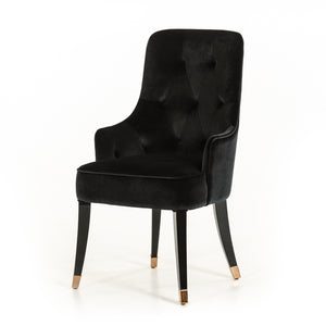 Homeroots Black Upholstered Velvet Wing Back Dining Arm Chair Black Wood 284157