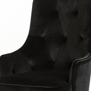 HomeRoots Black Velvet Wing Back Dining Arm Chair - Luxurious Comfort, Timeless Style for Any Space Black 284157