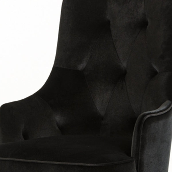HomeRoots Black Velvet Wing Back Dining Arm Chair - Luxurious Comfort, Timeless Style for Any Space Black 284157